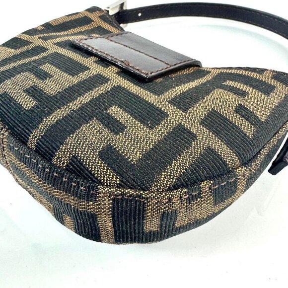 Authentic FENDI Mini Croissant Zucca Zucchino Shoulder Hand Bag Bucket FF Brown - Picture 8 of 15